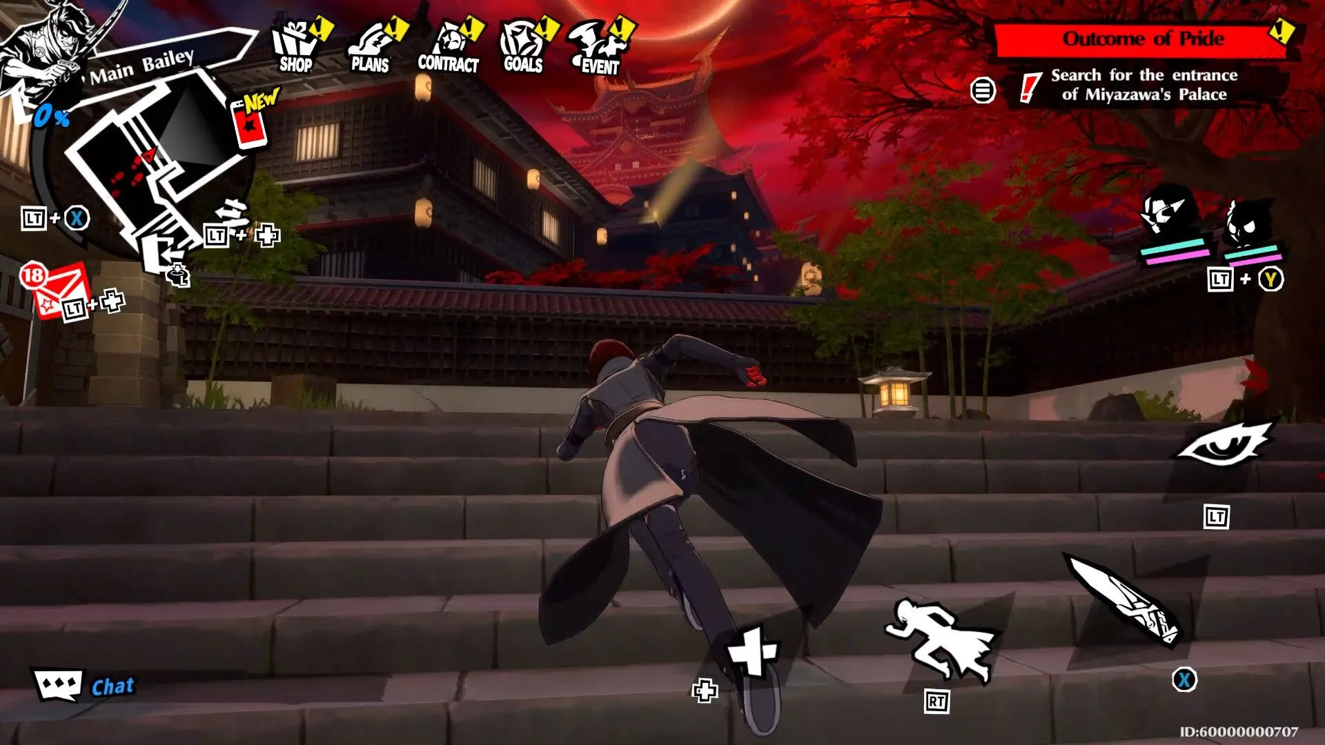 Giao diện menu trong Persona 5: The Phantom X, hiển thị các lựa chọn tương tác xã hội hoặc quản lý nhân vật.