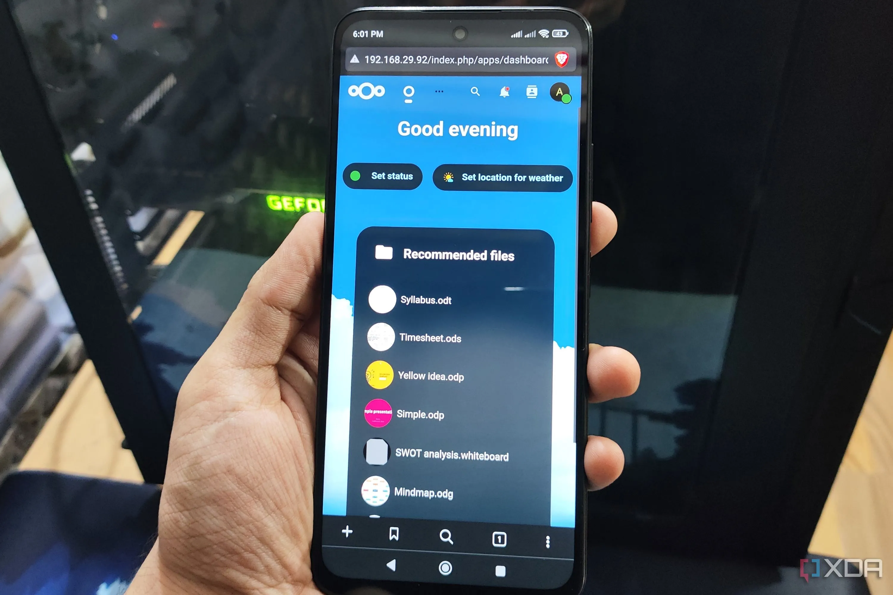 Giao diện Nextcloud trên điện thoại Poco M6 Pro