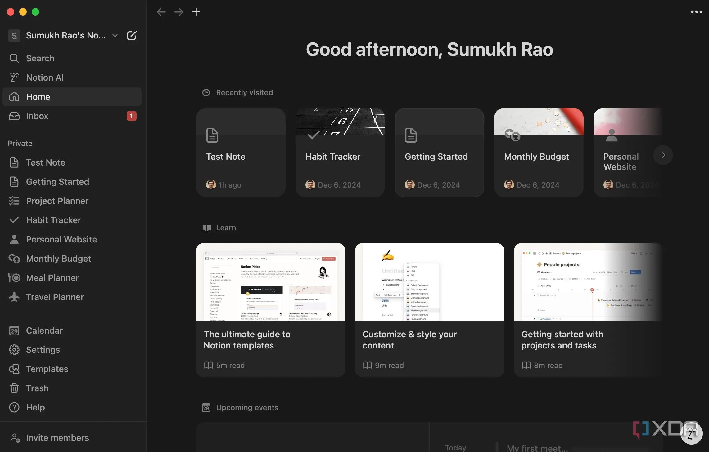 Giao diện Notion với nhiều tùy chọn và template phức tạp