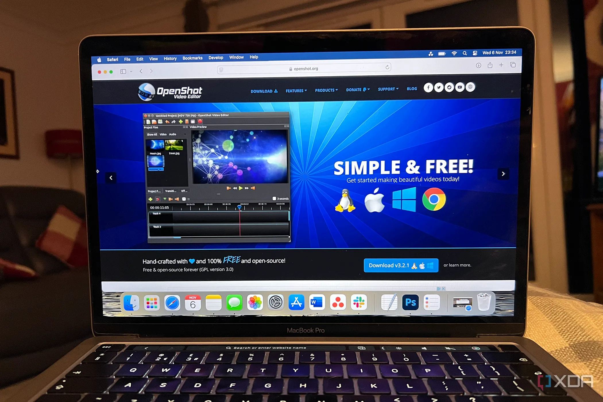 Giao diện phần mềm chỉnh sửa video mã nguồn mở OpenShot trên MacBook, thể hiện sự đa dạng của các công cụ sáng tạo miễn phí