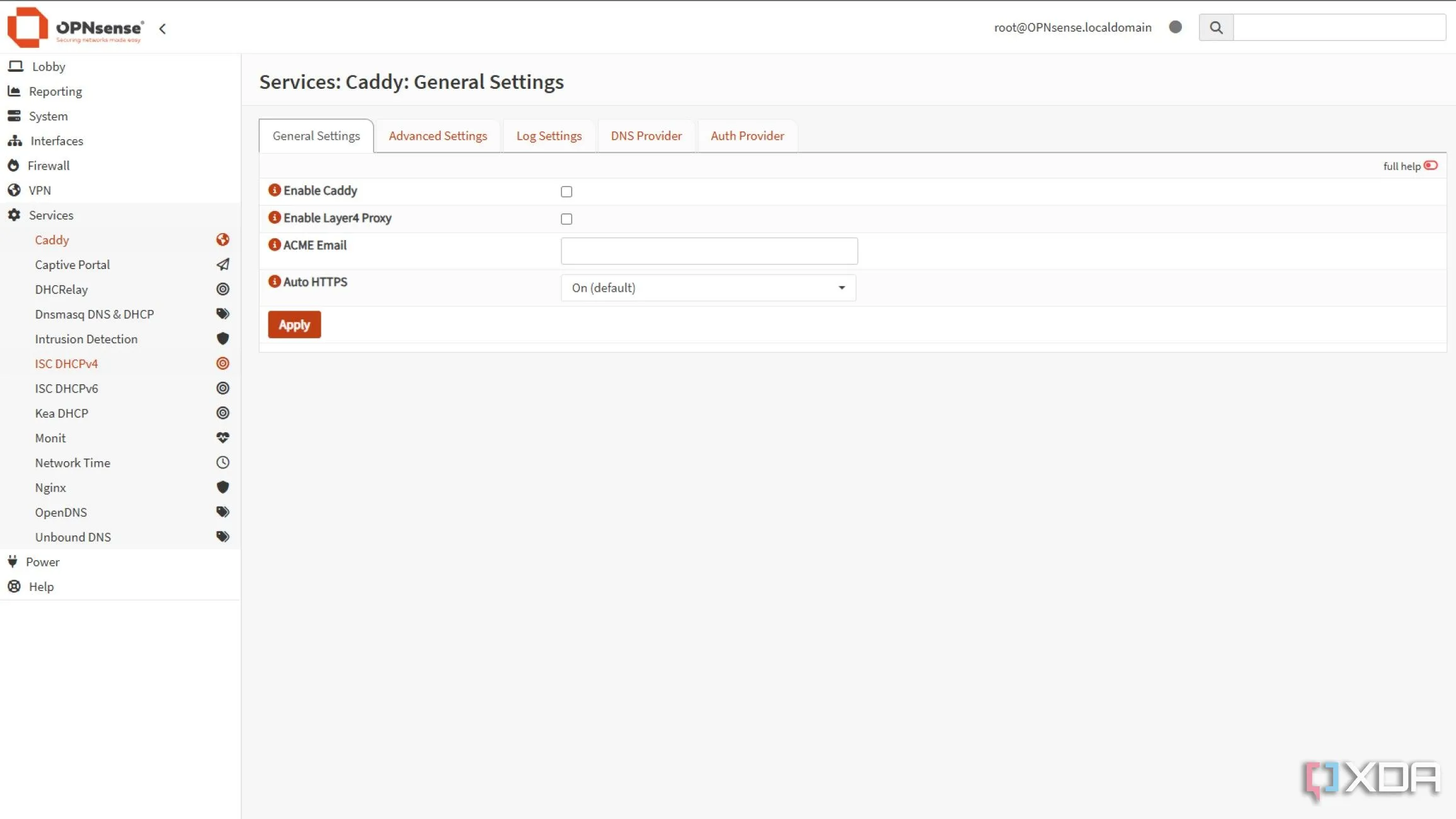Giao diện plugin Caddy Reverse Proxy trên OPNsense