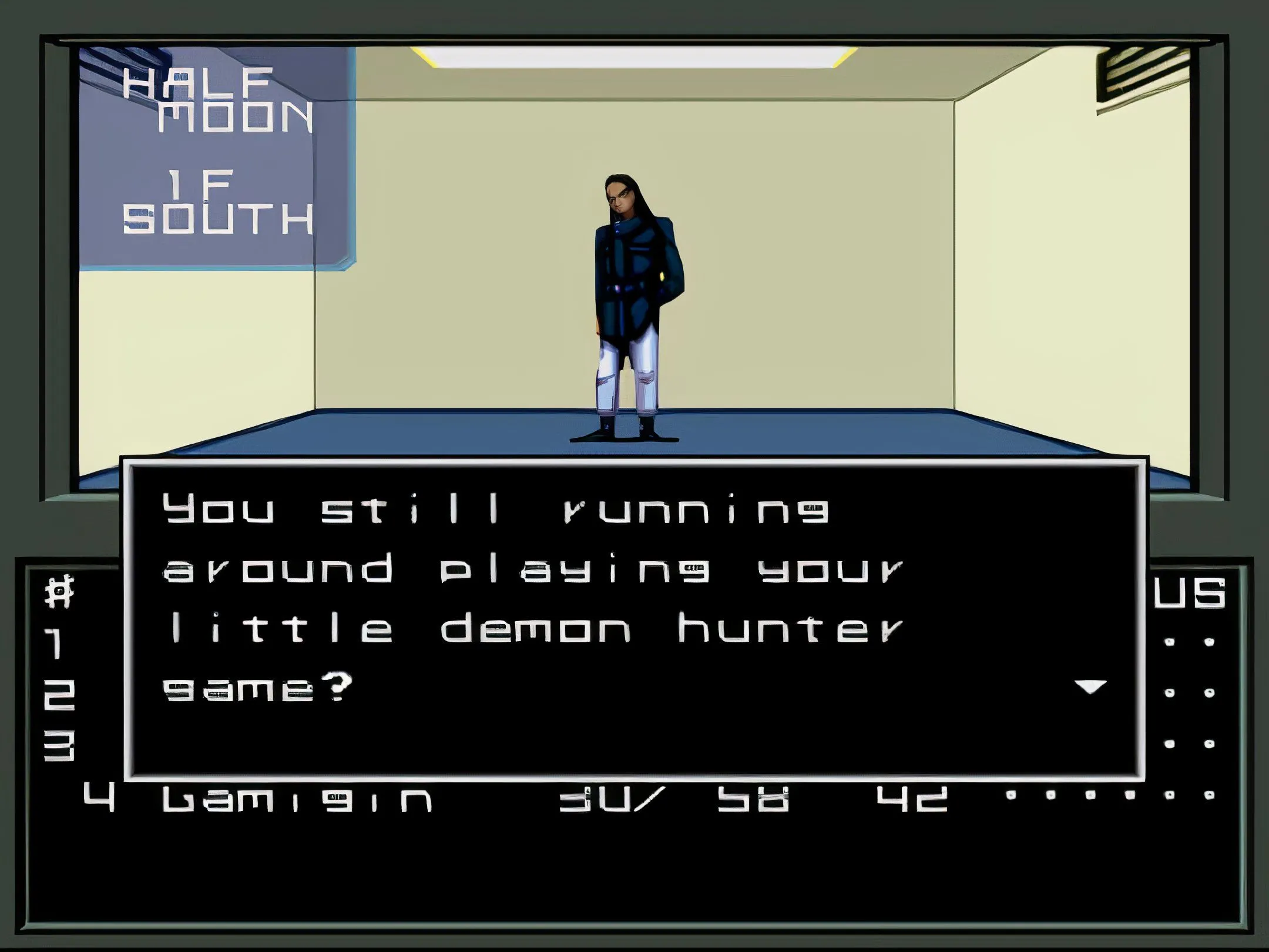 Giao diện trận đấu theo lượt trong Shin Megami Tensei, với đồ họa cổ điển.