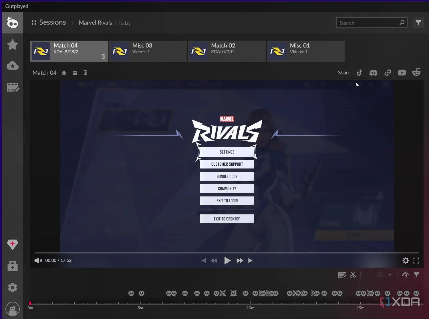 Giao diện trình chỉnh sửa video tích hợp của Outplayed, giúp game thủ cắt ghép clip chơi game dễ dàng