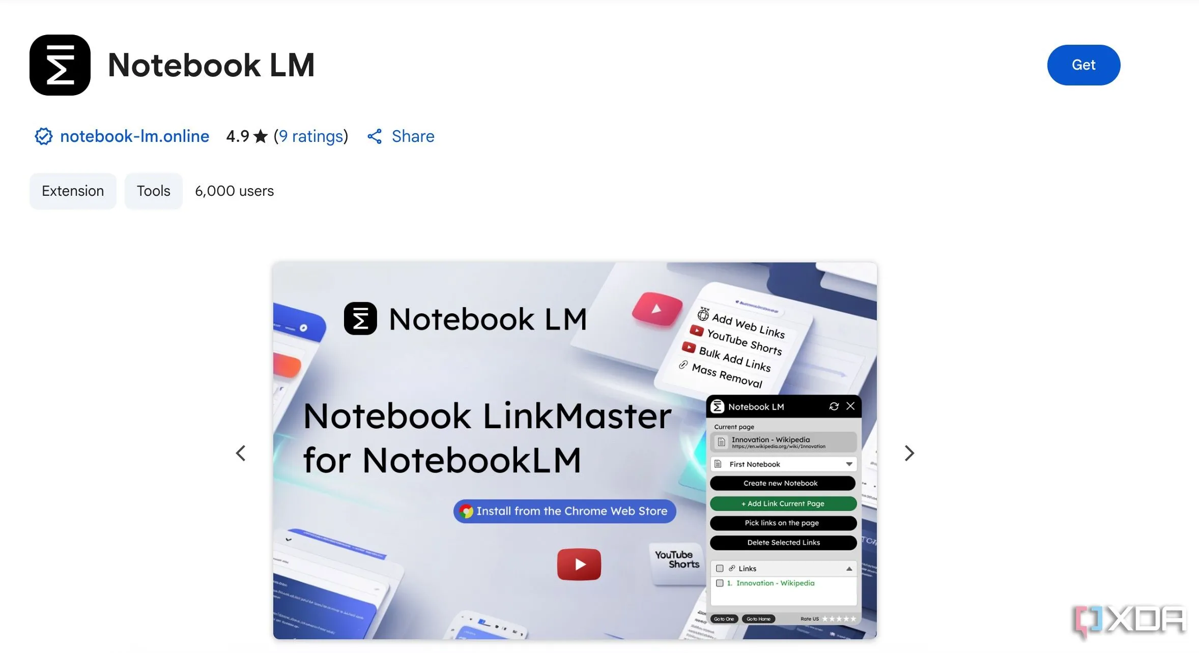 Giao diện trình duyệt Chrome hiển thị các tiện ích mở rộng (extension) hữu ích dành cho NotebookLM, như WebSync và Notebook LinkMaster