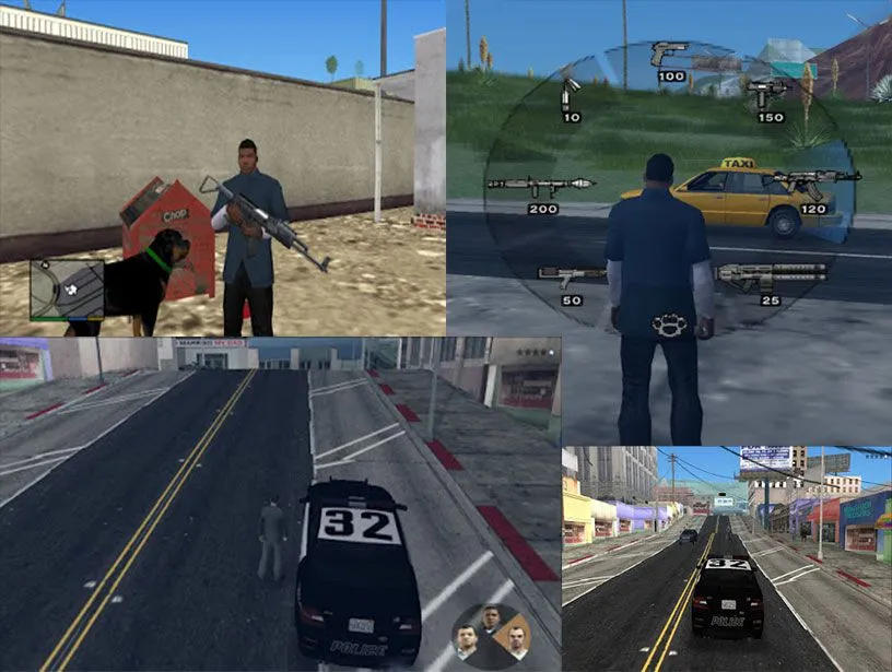 Giao diện và gameplay của bản mod Grand Theft Auto V Legacy trên nền PS2