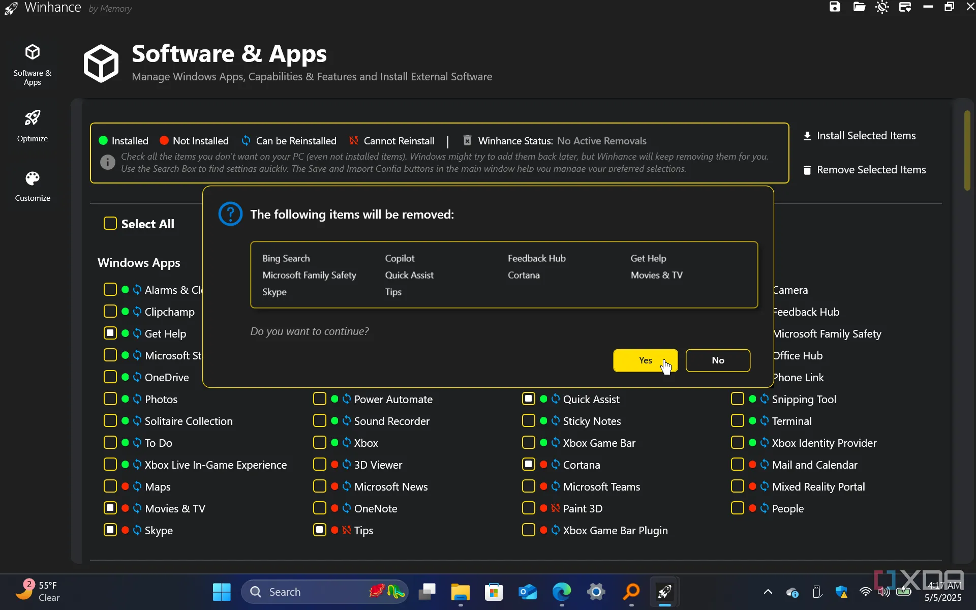Gỡ bỏ các tính năng Windows không mong muốn một cách dễ dàng bằng giao diện Winhance