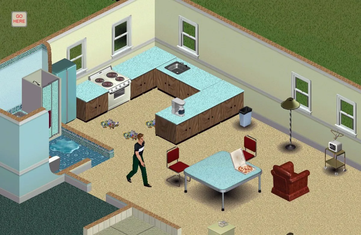 Góc nhìn cận cảnh về nội thất nhà trong The Sims, nhấn mạnh khả năng thiết kế và tùy chỉnh không gian sống của người chơi.