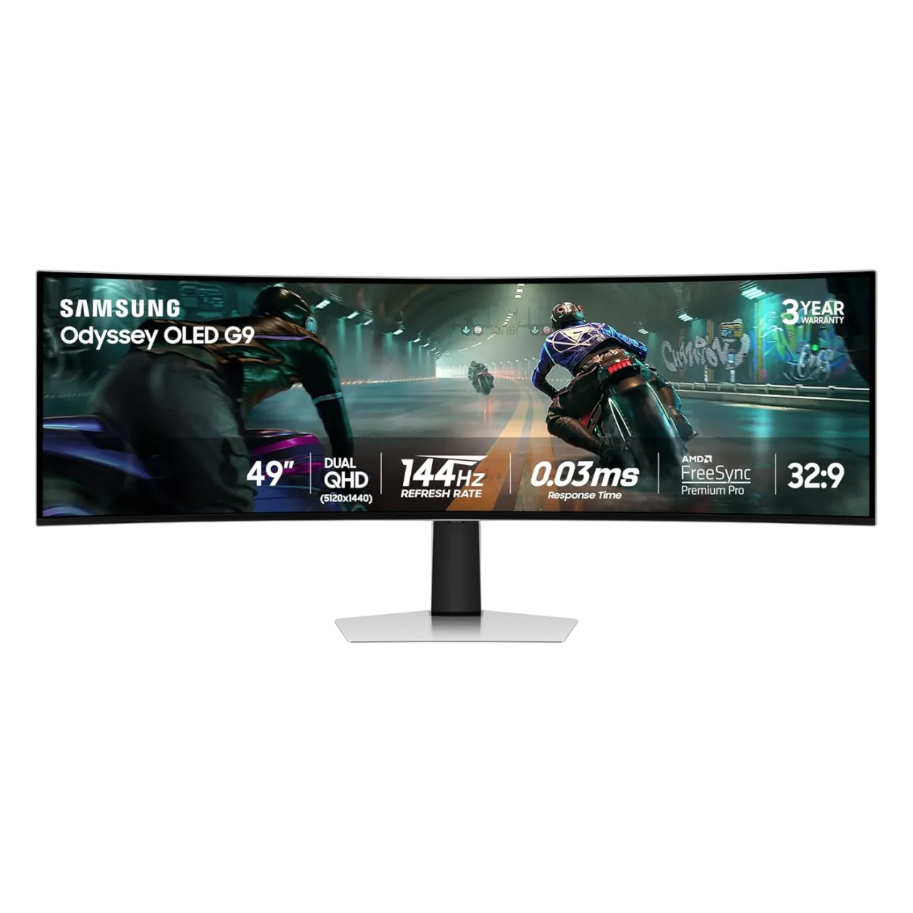 Góc nhìn tổng thể màn hình chơi game Samsung Odyssey OLED G9 (G91SD) 49 inch.