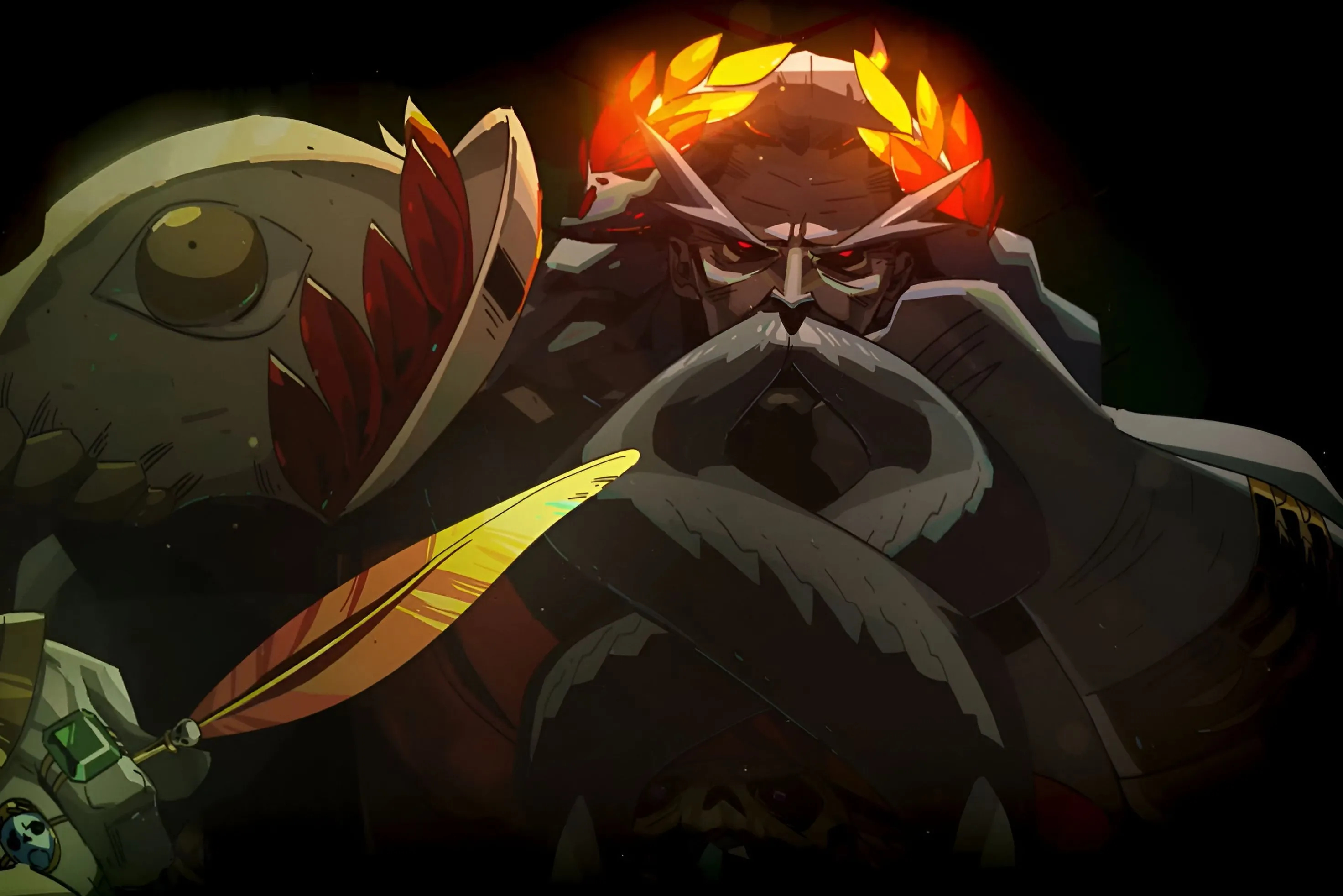 Hades, vị thần cai quản địa ngục, cầm bút lông vũ vàng trong game Hades