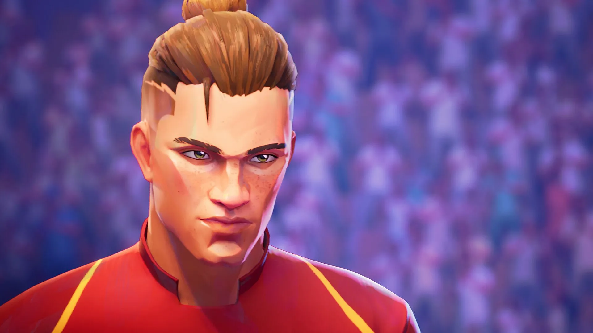 Hai cầu thủ trong game Rematch đang tranh bóng trên sân cỏ, thể hiện lối chơi nhanh