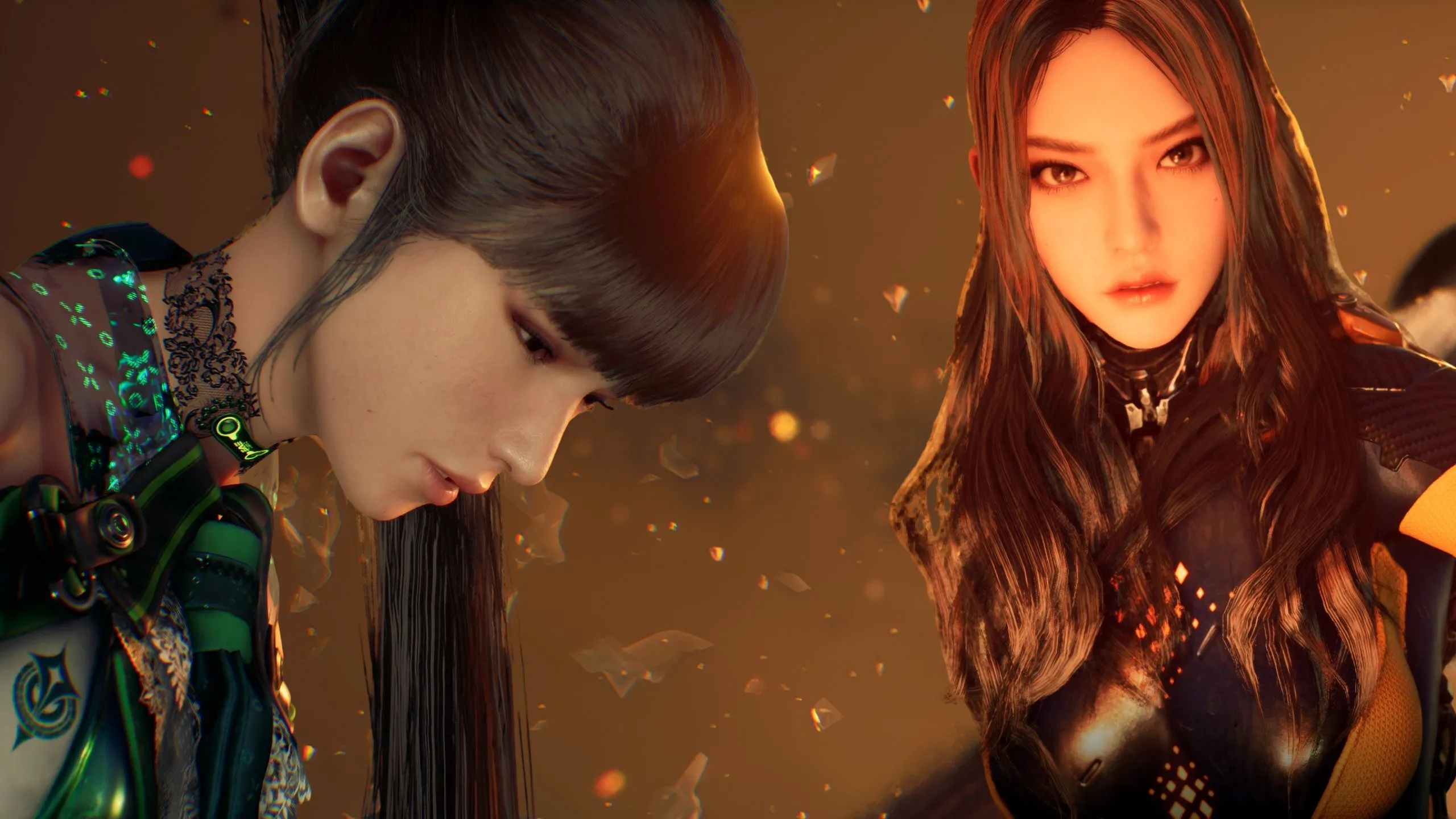 Hai nhân vật Eve và Tachy từ game Stellar Blade đang đứng cạnh nhau
