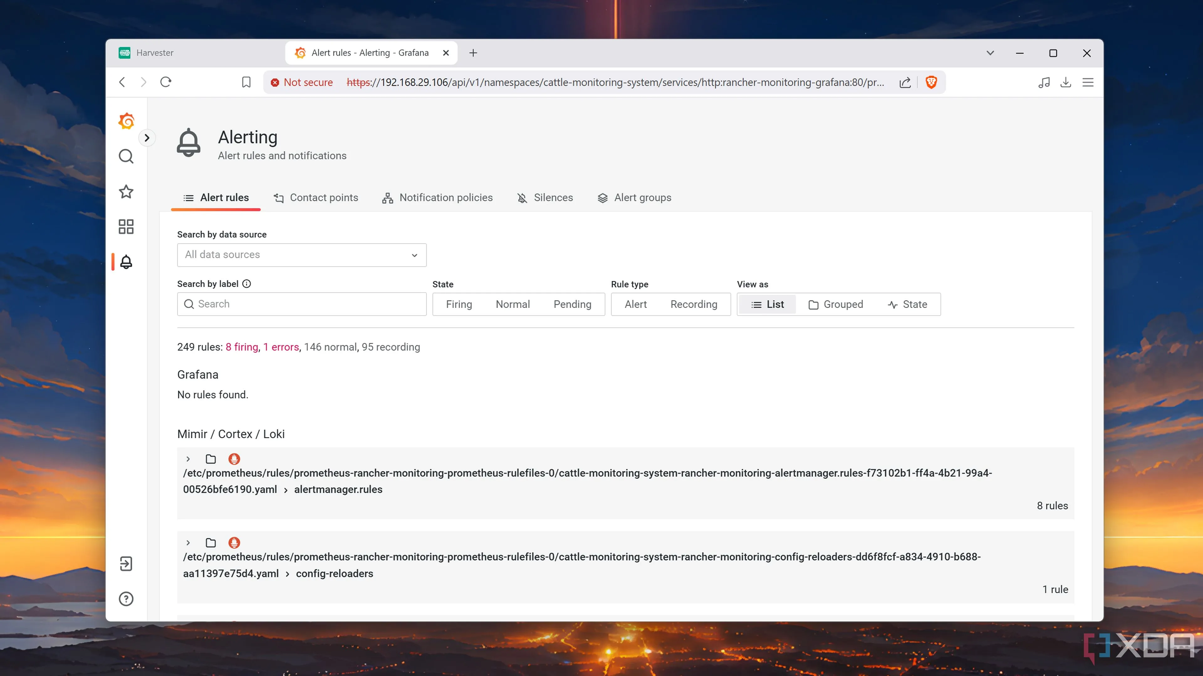 Hệ thống giám sát Prometheus và Grafana hoạt động trên Harvester