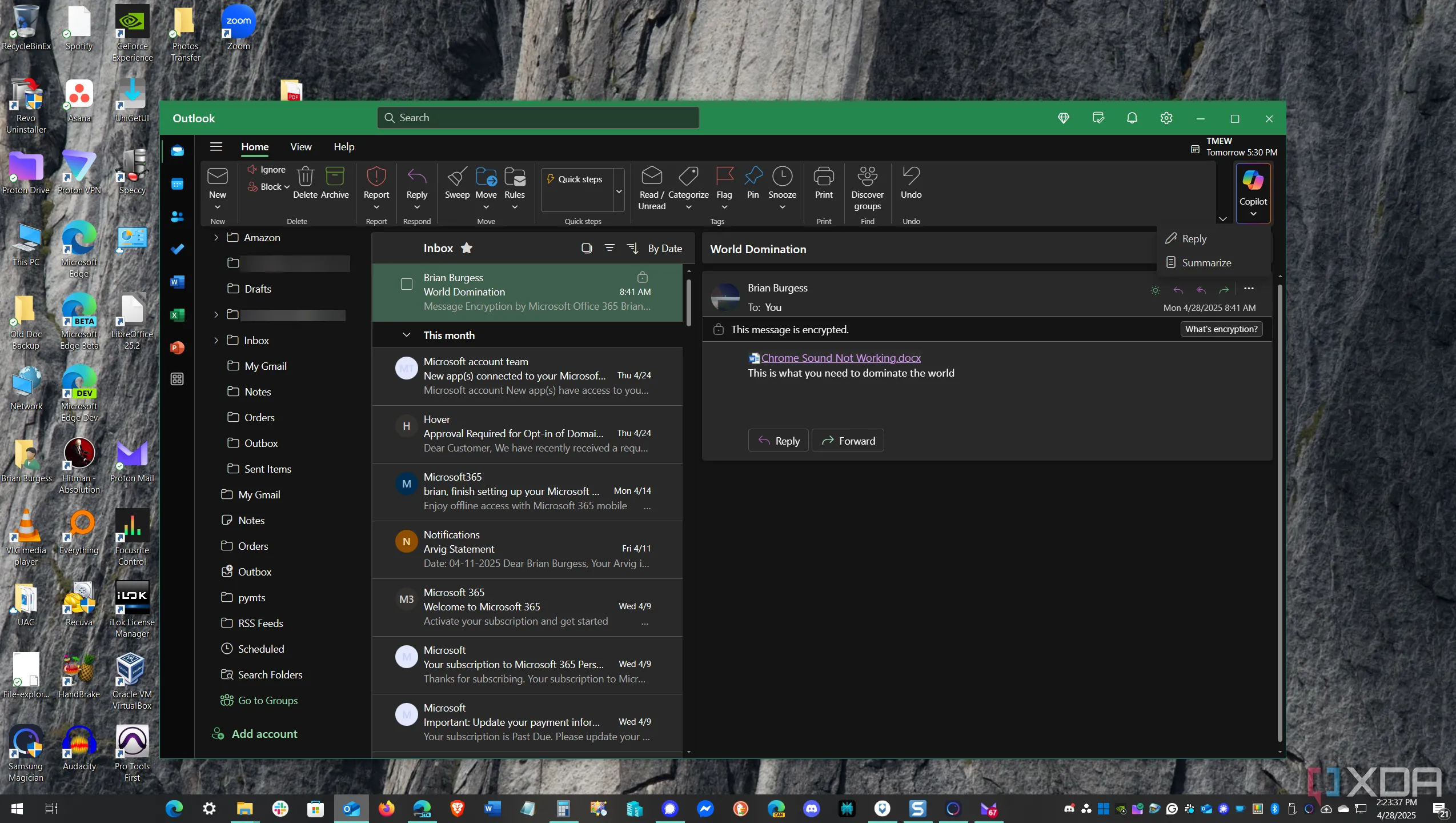Hiển thị email đã mã hóa trong ứng dụng Outlook