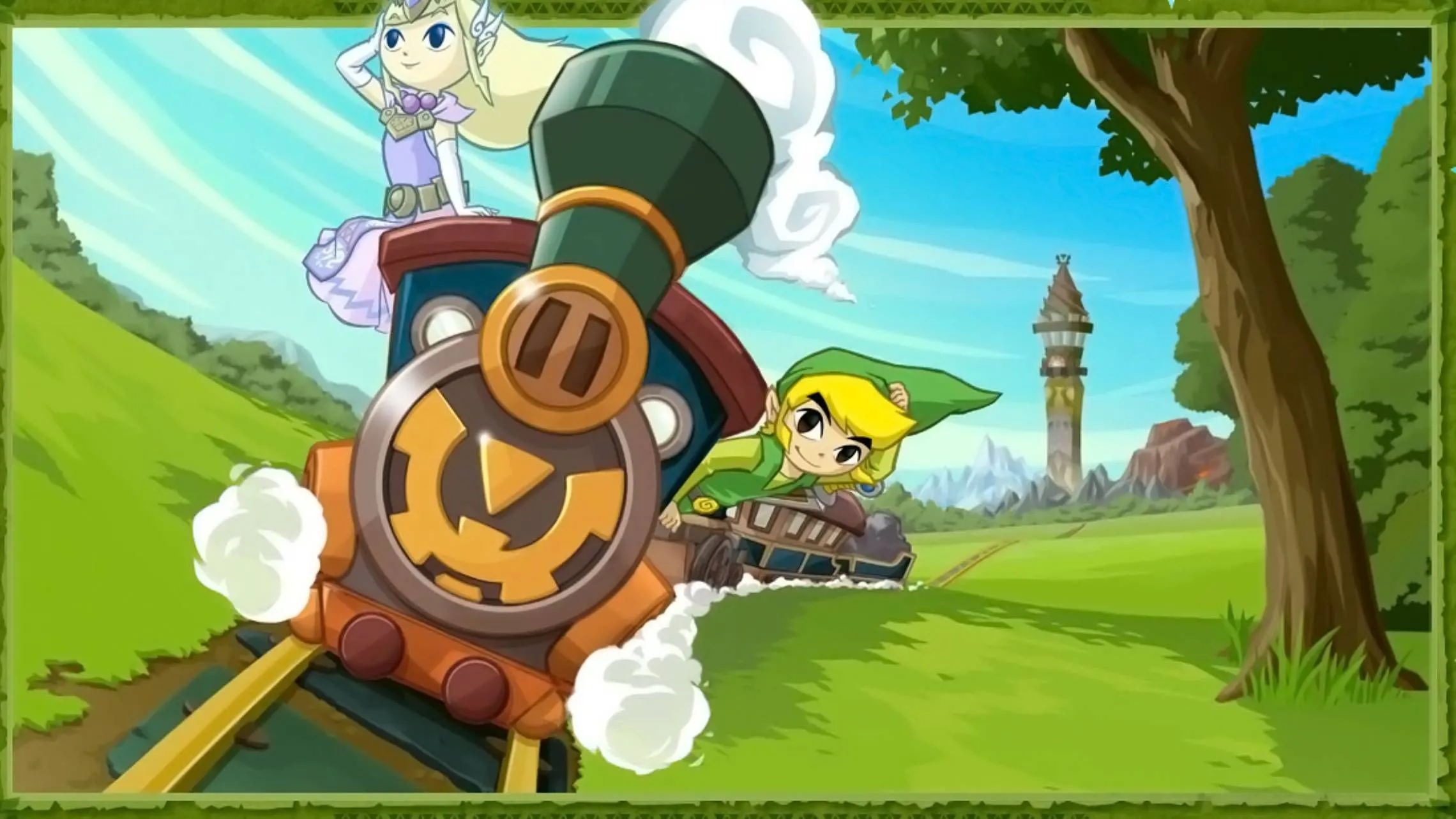 Hình ảnh chính thức của Link và Zelda trên tàu hỏa trong The Legend of Zelda: Spirit Tracks
