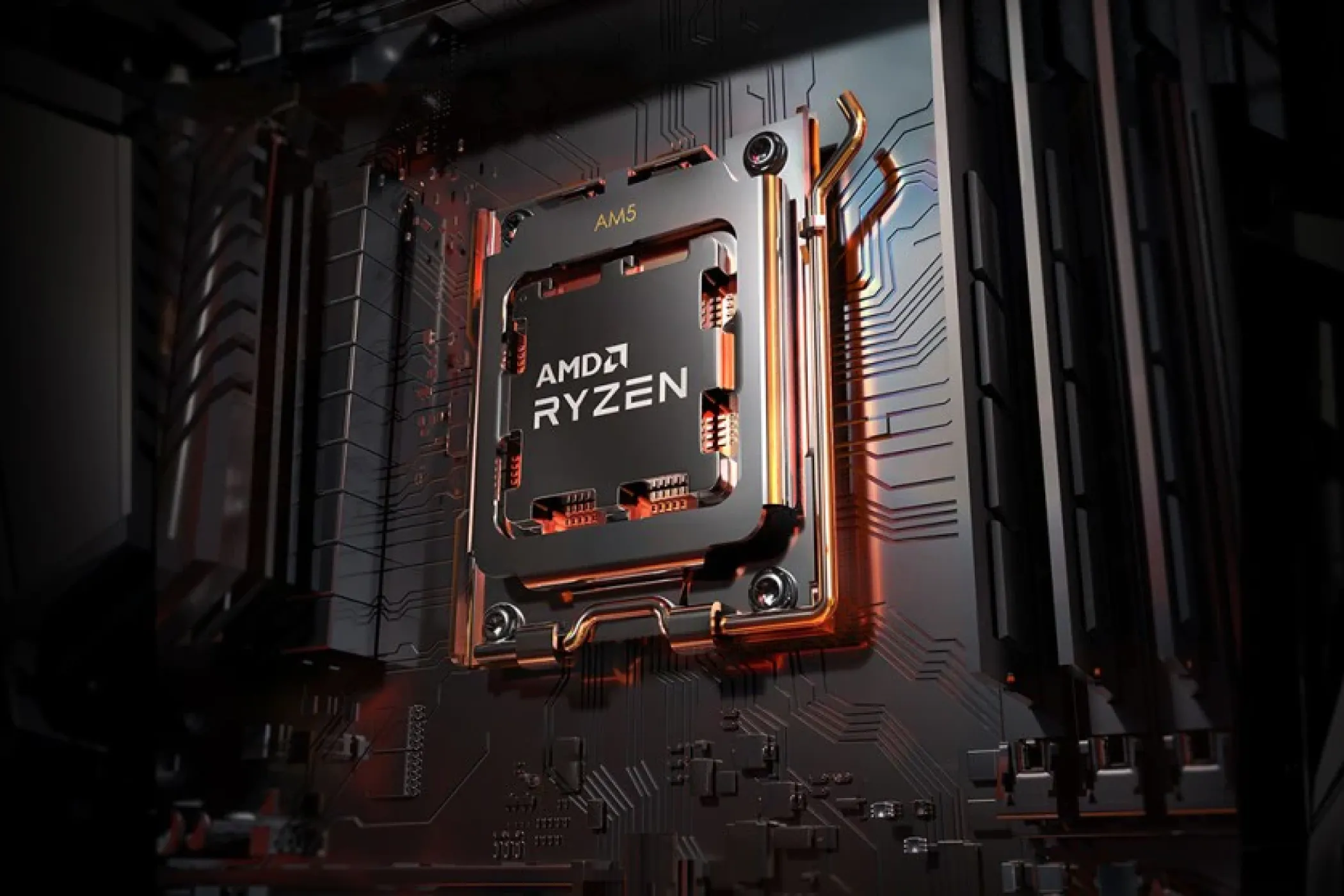 Hình ảnh CPU Ryzen 7000 gắn trên bo mạch chủ AM5