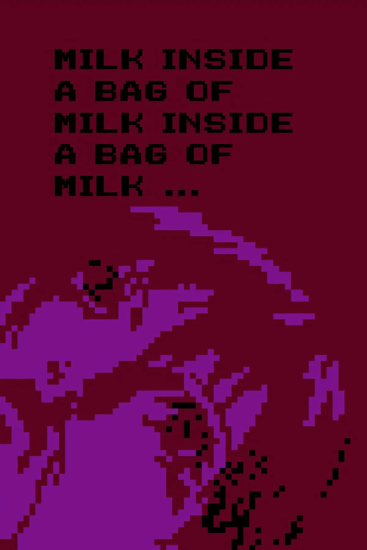 Hình ảnh đồ họa pixel đen trắng từ game Milk Inside a Bag of Milk Inside a Bag of Milk, gợi không khí u tối của game kinh dị tâm lý
