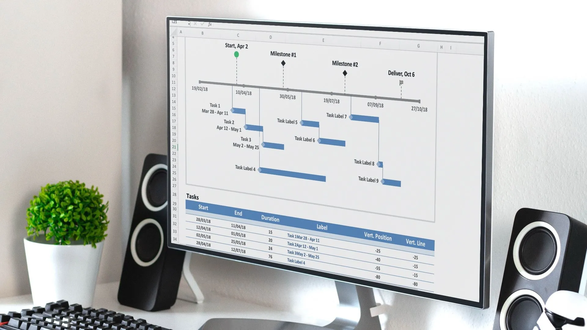 Hình ảnh mẫu kế hoạch quản lý dự án trong Microsoft Excel