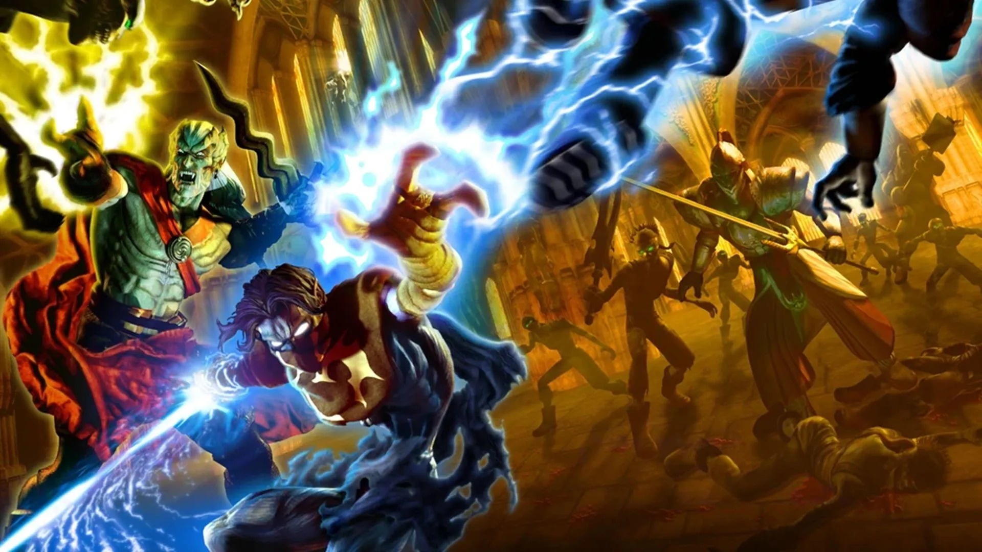 Hình ảnh nghệ thuật của Kain và Raziel trong game Legacy of Kain Defiance, biểu tượng cho cốt truyện giả tưởng đen tối.