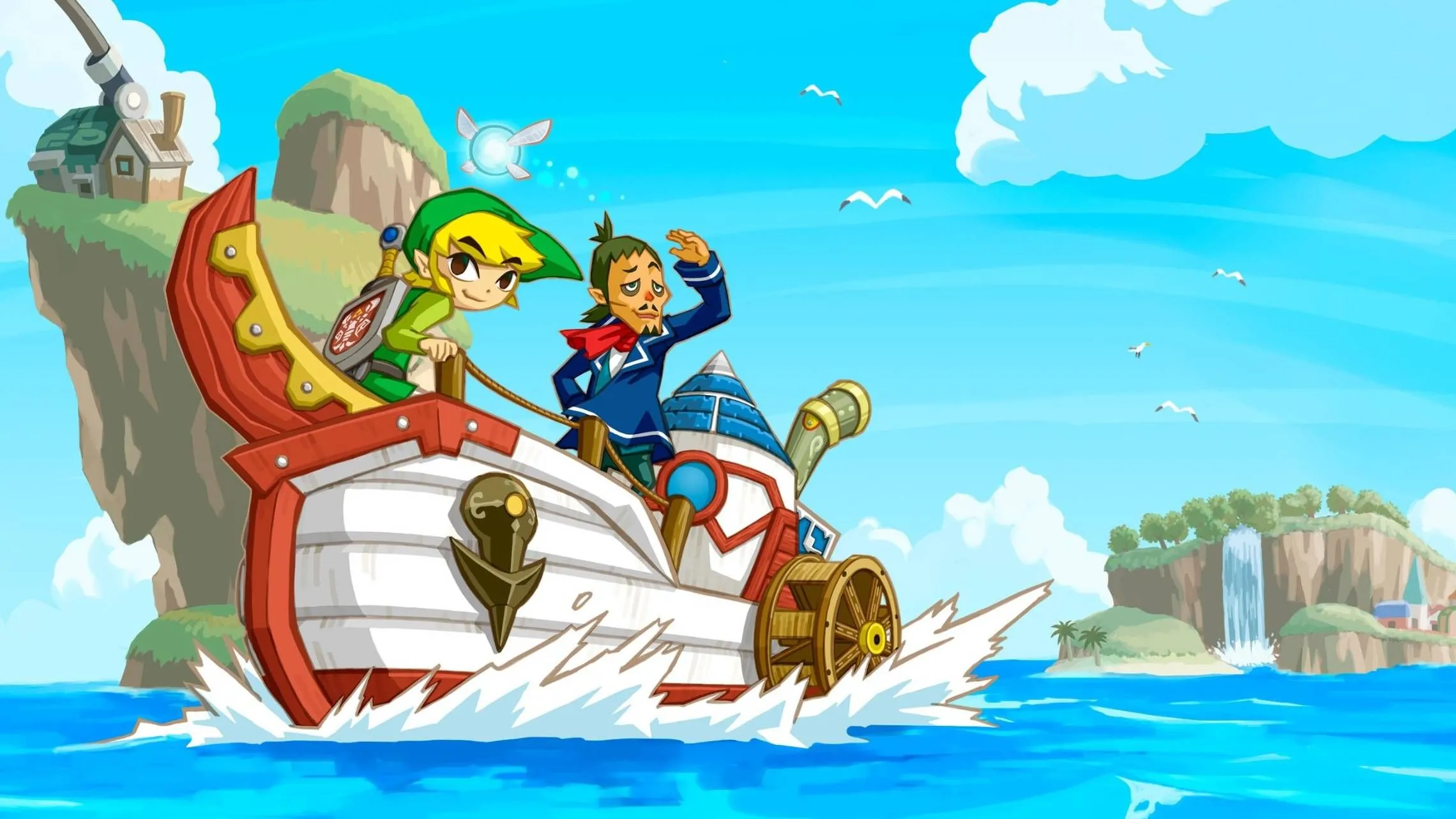 Hình ảnh nghệ thuật của Link và Linebeck trong game The Legend of Zelda: Phantom Hourglass