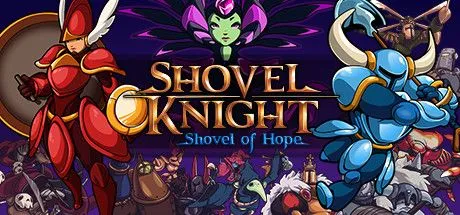 Hình ảnh quảng bá game Shovel Knight với hiệp sĩ xẻng, đại diện cho thể loại platformer 2D kinh điển.