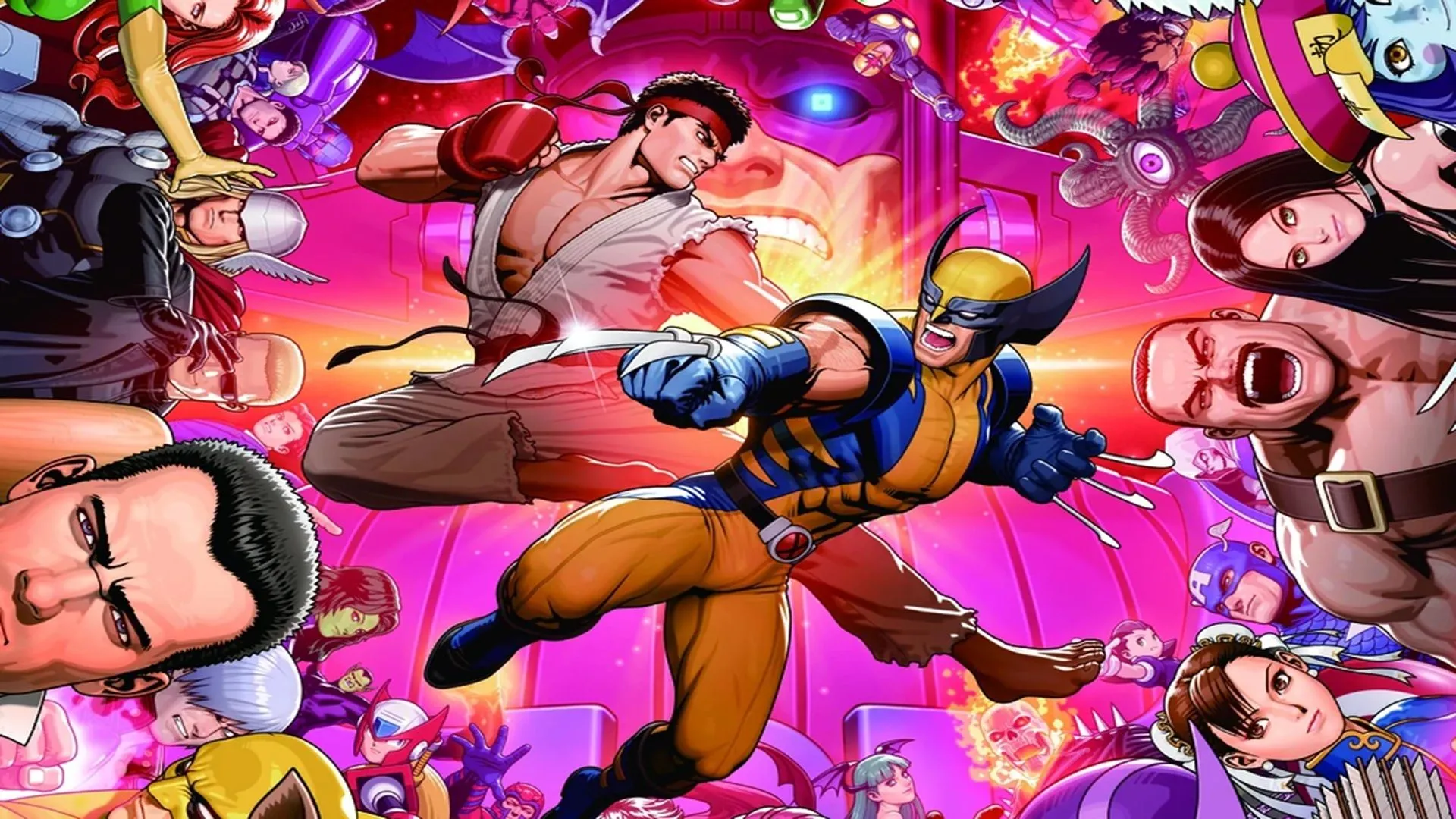 Hình ảnh quảng bá từ Ultimate Marvel vs Capcom 3, một trong nhiều tựa game đối kháng crossover