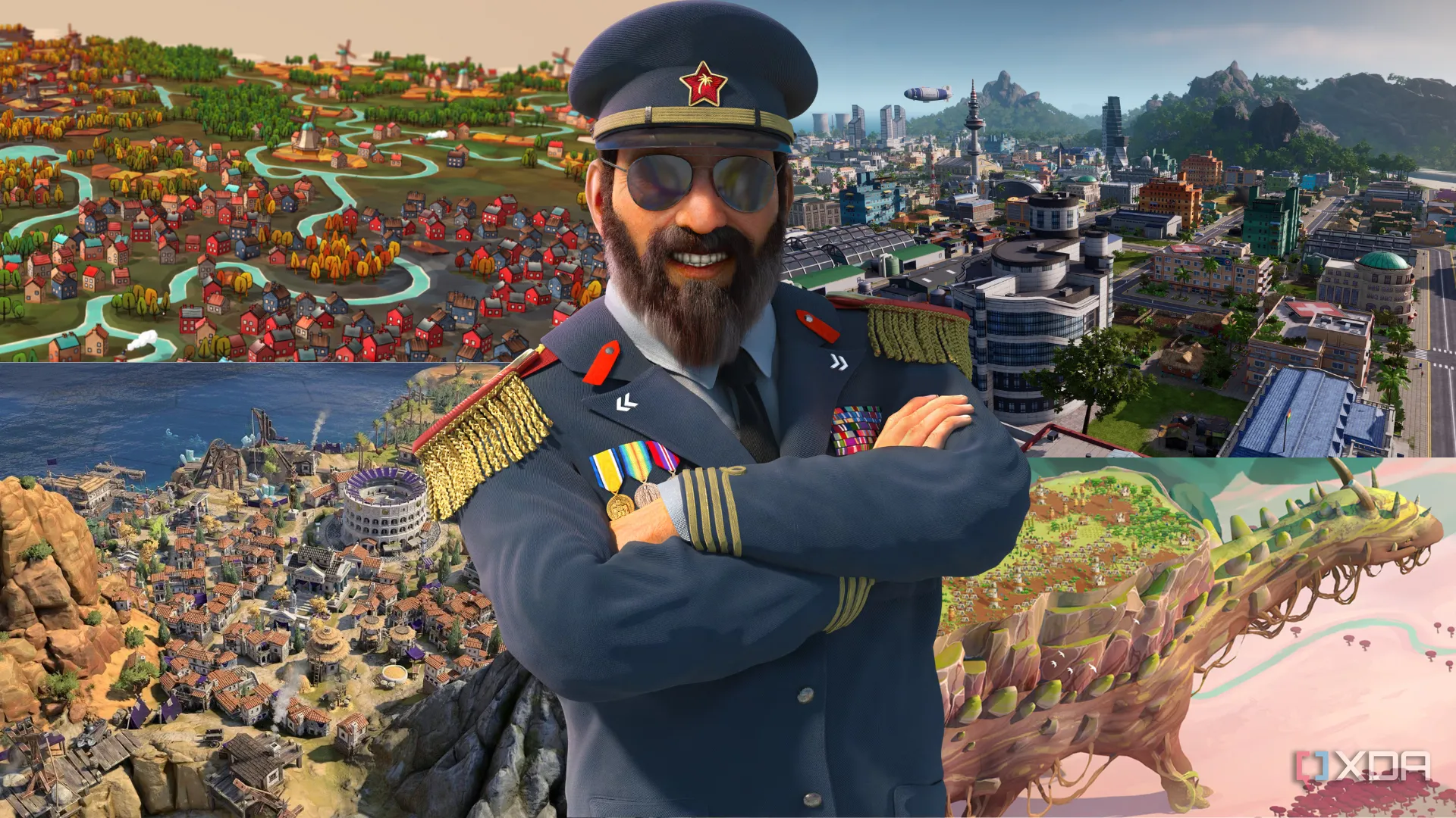 Hình ảnh tổng hợp các tựa game xây dựng thành phố hàng đầu, với SimCity 2000 là một trong những nguồn cảm hứng vĩ đại