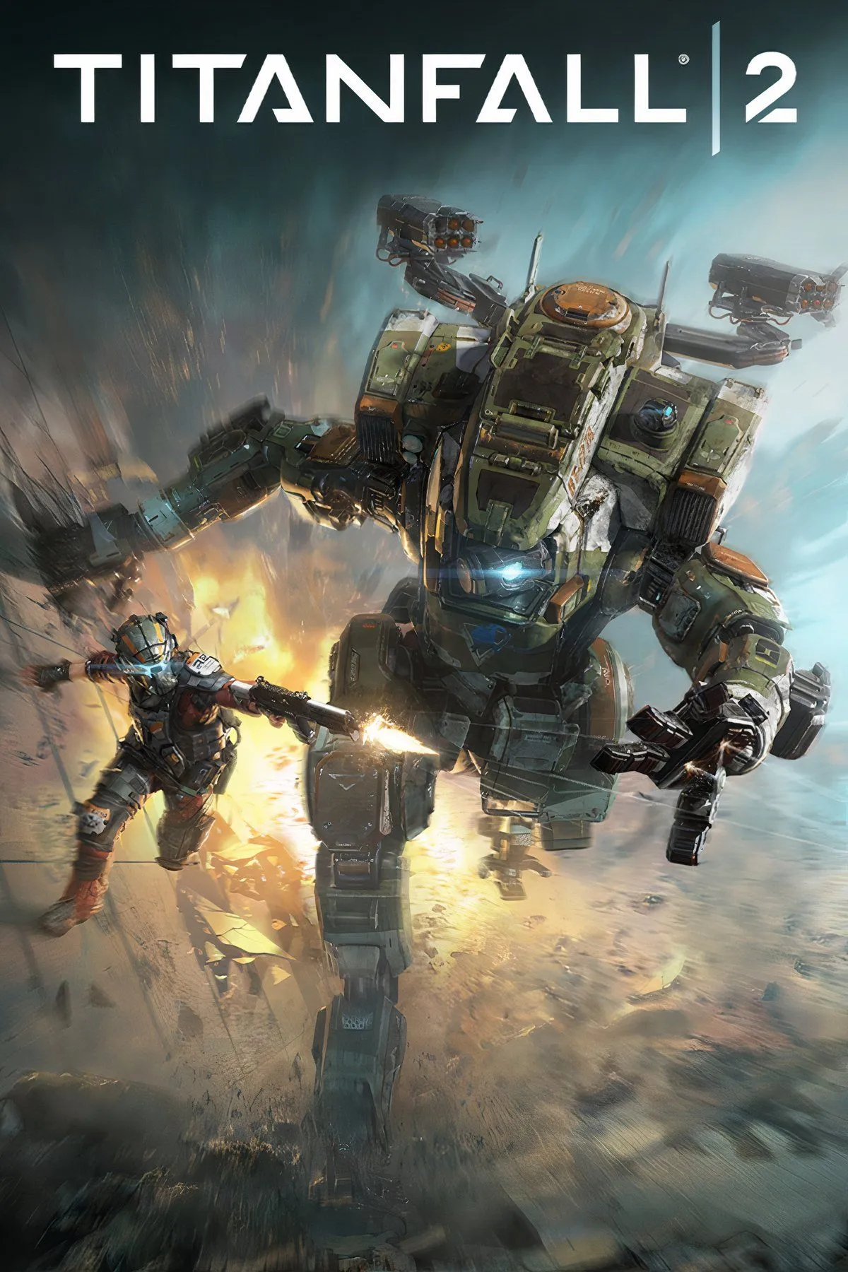 Hình ảnh tổng hợp gameplay game Titanfall 2 với người máy chiến đấu và phi công