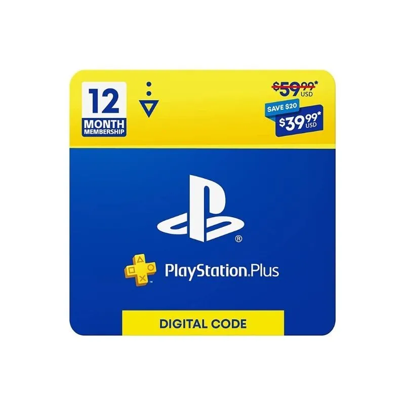 Hộp gói đăng ký Sony PlayStation Plus 12 tháng, mang lại game miễn phí hàng tháng và ưu đãi đặc biệt