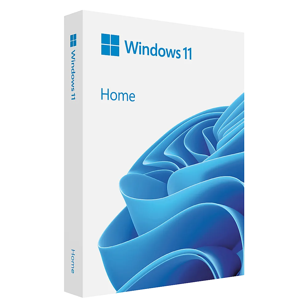 Hộp sản phẩm vật lý của Windows 11 Home, đại diện cho hệ điều hành Windows.