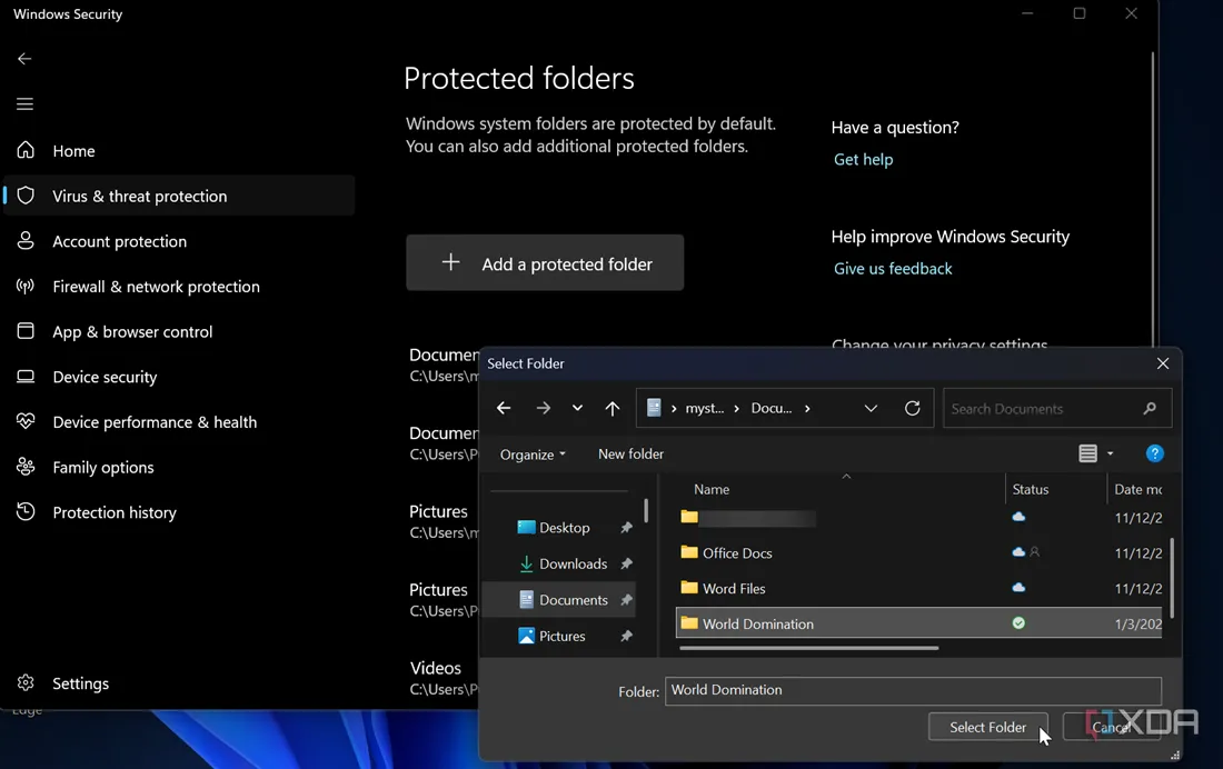 Hướng dẫn thêm thư mục cần bảo vệ bằng Controlled Folder Access trên Windows