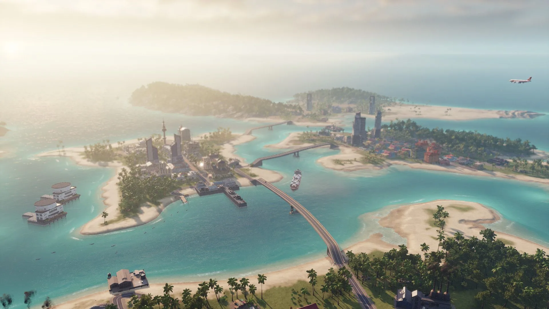 Khu dân cư và nông nghiệp trong Tropico 6 trên một hòn đảo nhiệt đới