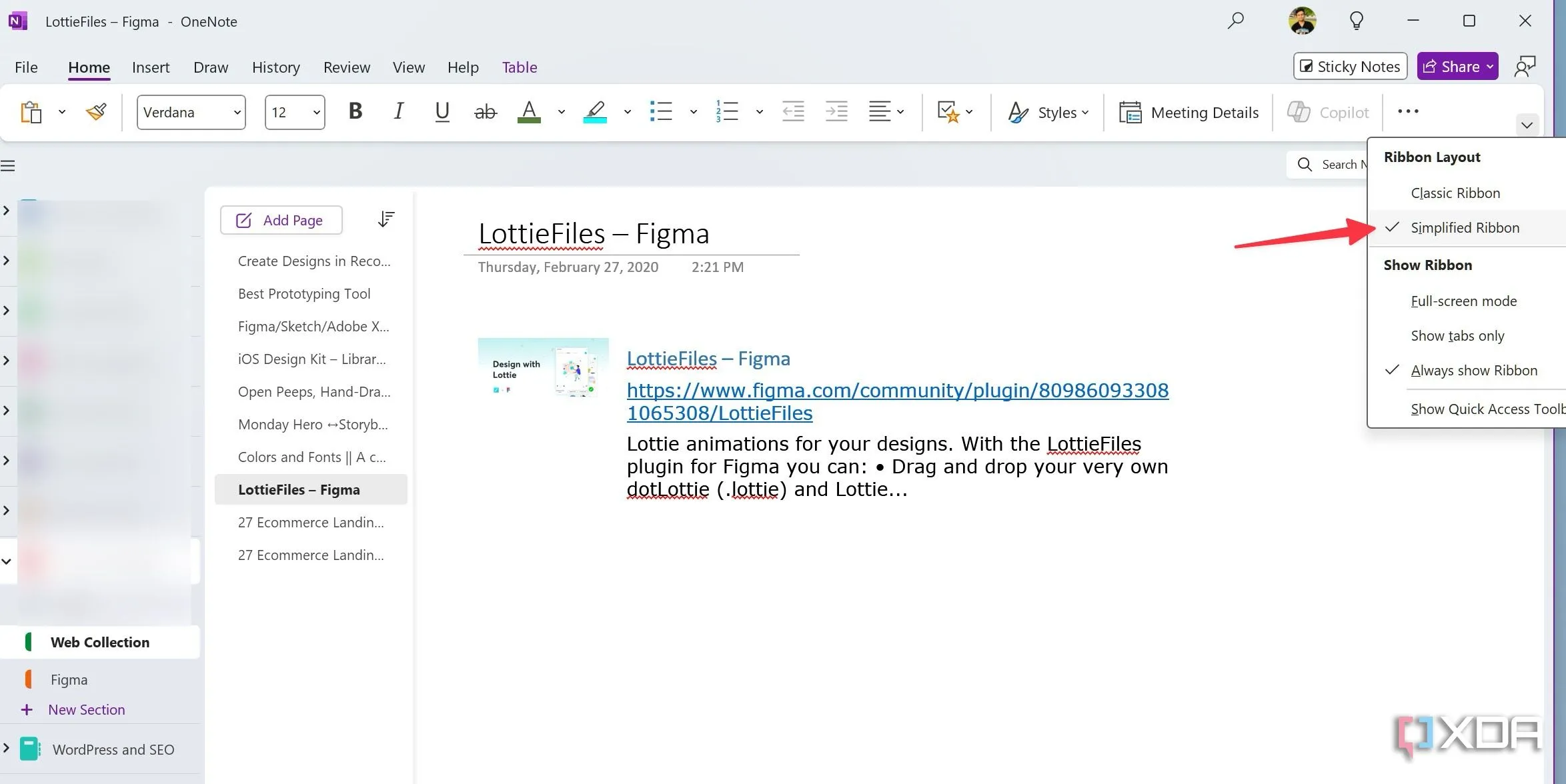 Kích hoạt chế độ Ribbon đơn giản hóa trong OneNote để tối ưu không gian hiển thị