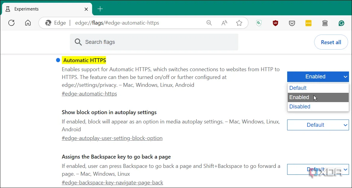 Kích hoạt HTTPS tự động trong Microsoft Edge