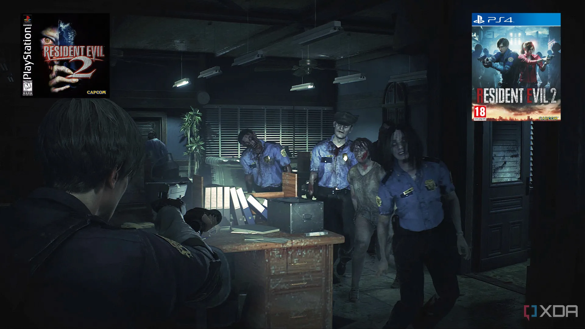 Leon S. Kennedy chiến đấu với zombie trong Resident Evil 2, nơi ẩn chứa bí mật Rebecca Chambers