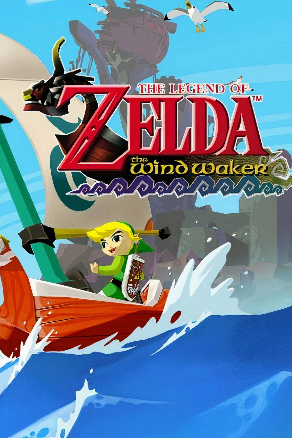 Link trong The Legend of Zelda: The Wind Waker đang đứng trên một hòn đảo