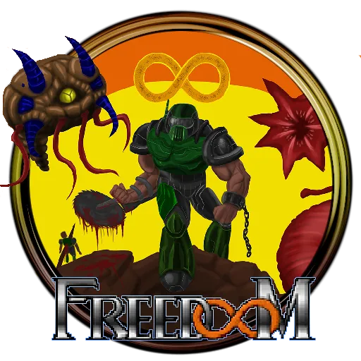 Logo game Freedoom, phiên bản mã nguồn mở của Doom với lối chơi bắn súng kinh điển