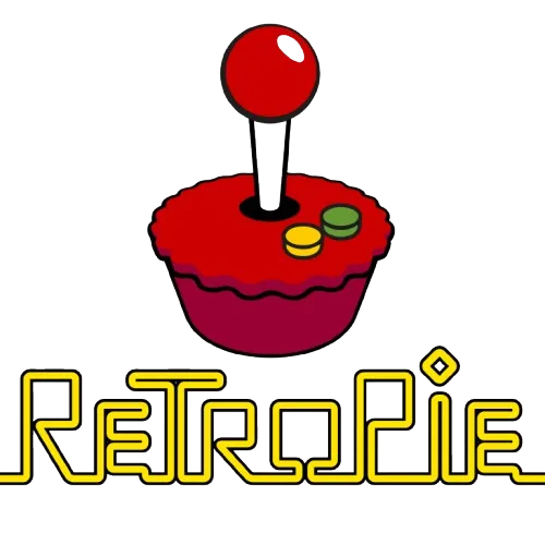 Logo RetroPie màu xanh lá cây với hình ảnh tay cầm game bên trong, biểu tượng của hệ điều hành chuyên biệt cho Raspberry Pi.