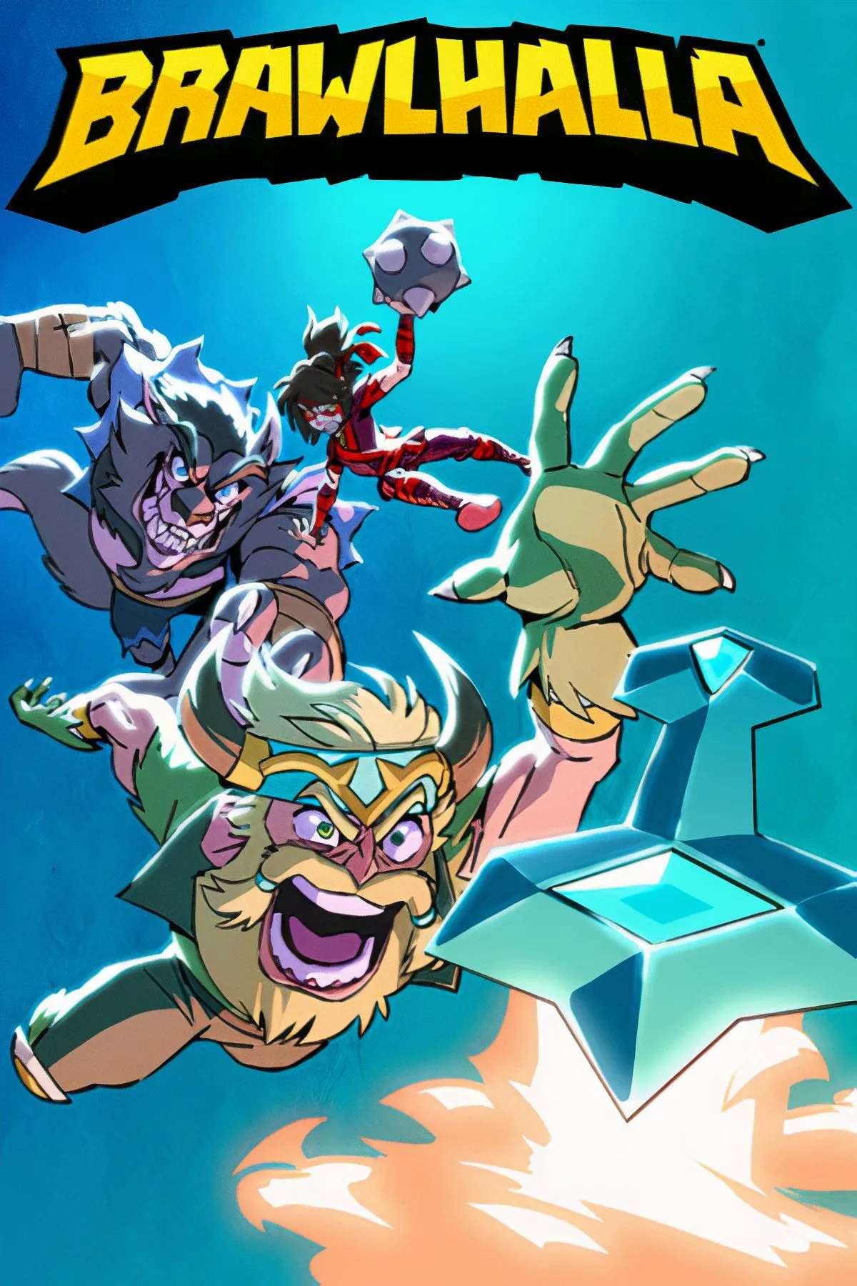 Logo và các nhân vật tiêu biểu trong game đối kháng Brawlhalla