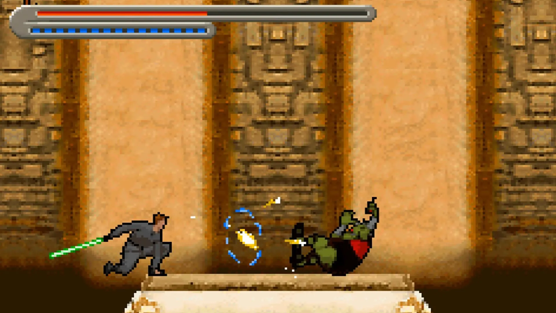 Luke Skywalker đối mặt với Stormtroopers trong Star Wars Trilogy: Apprentice of the Force, thể hiện sự biến tấu sáng tạo của game 2D platformer