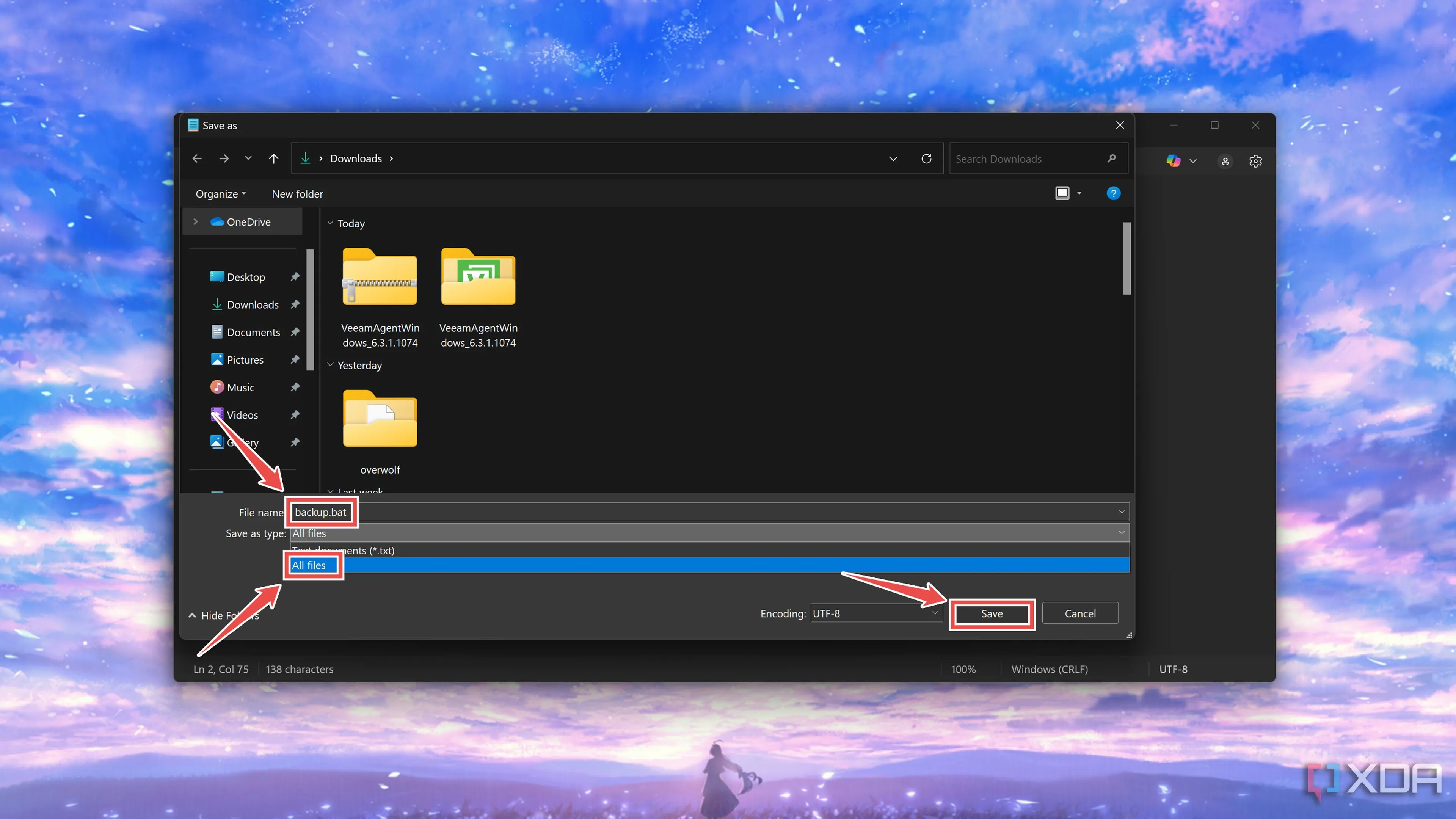 Lưu script Robocopy dưới định dạng file .bat.