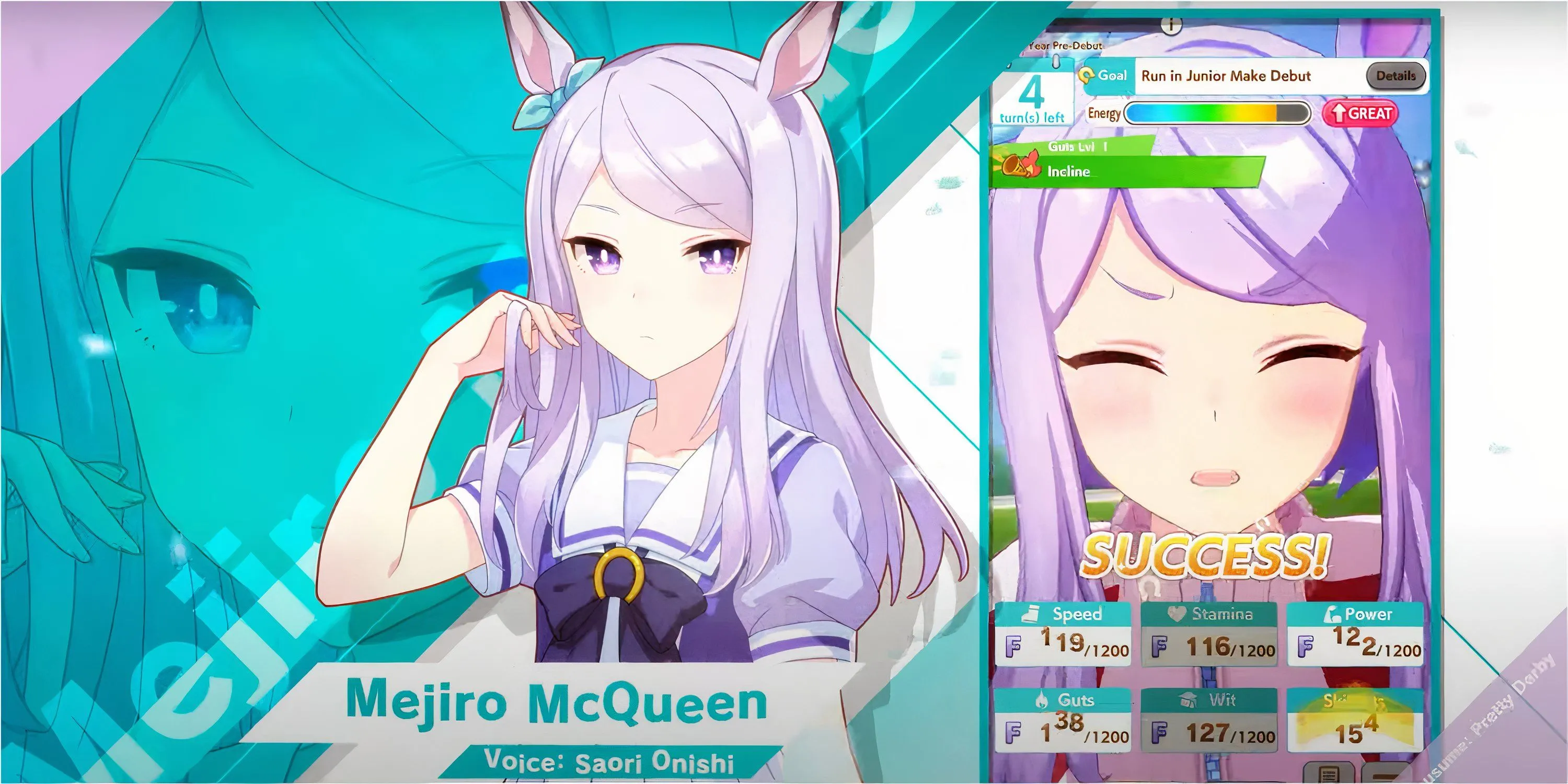 Màn hình chiêu mộ nhân vật gacha trong Umamusume Pretty Derby, hiển thị các lựa chọn nhân vật
