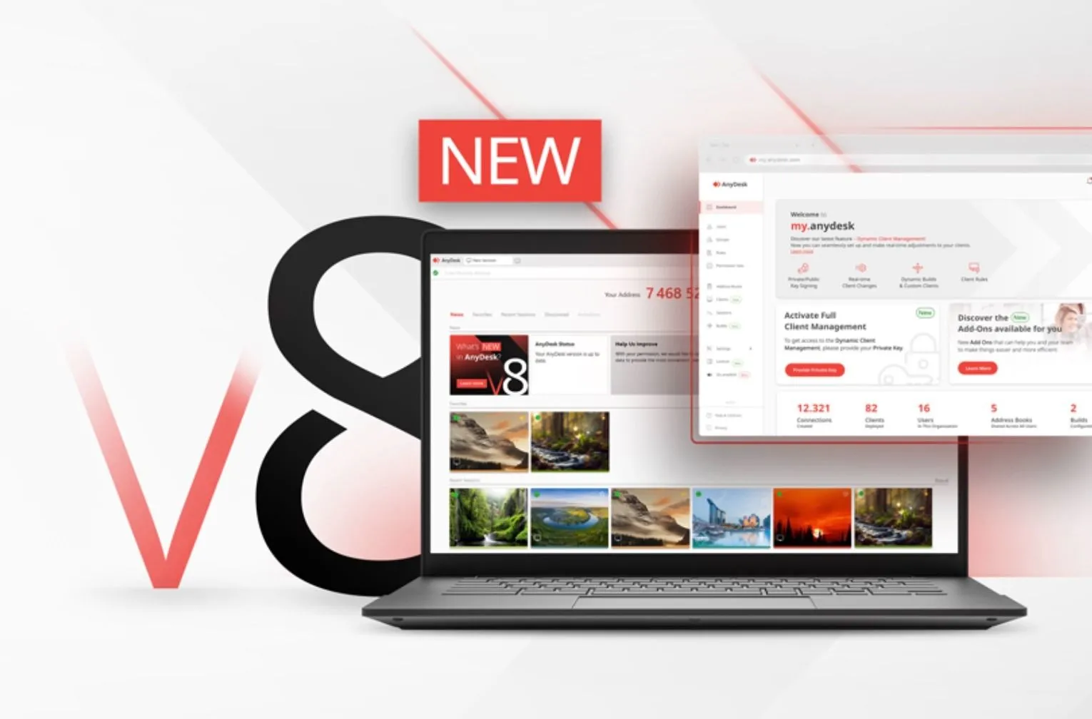 Màn hình chính của AnyDesk với các tùy chọn kết nối và lịch sử phiên làm việc từ xa