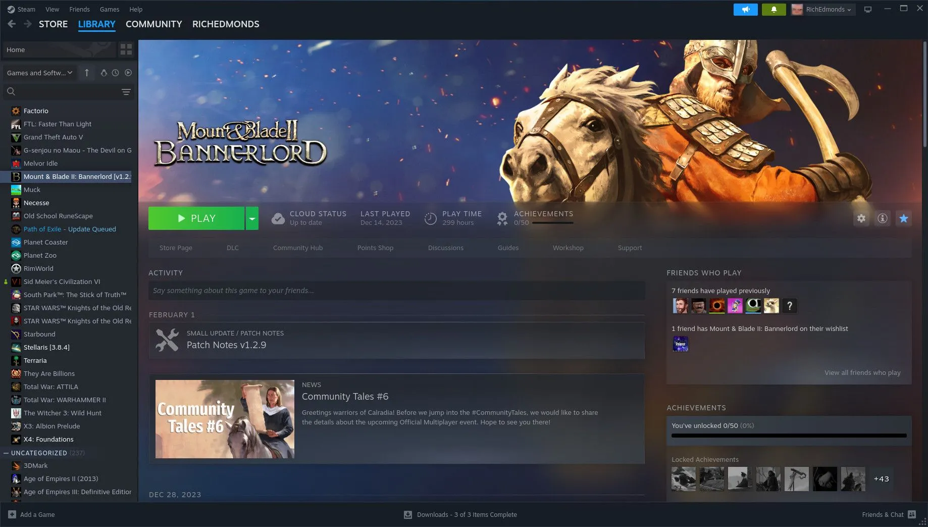 Màn hình chơi game Bannerlord thông qua Steam trên Linux
