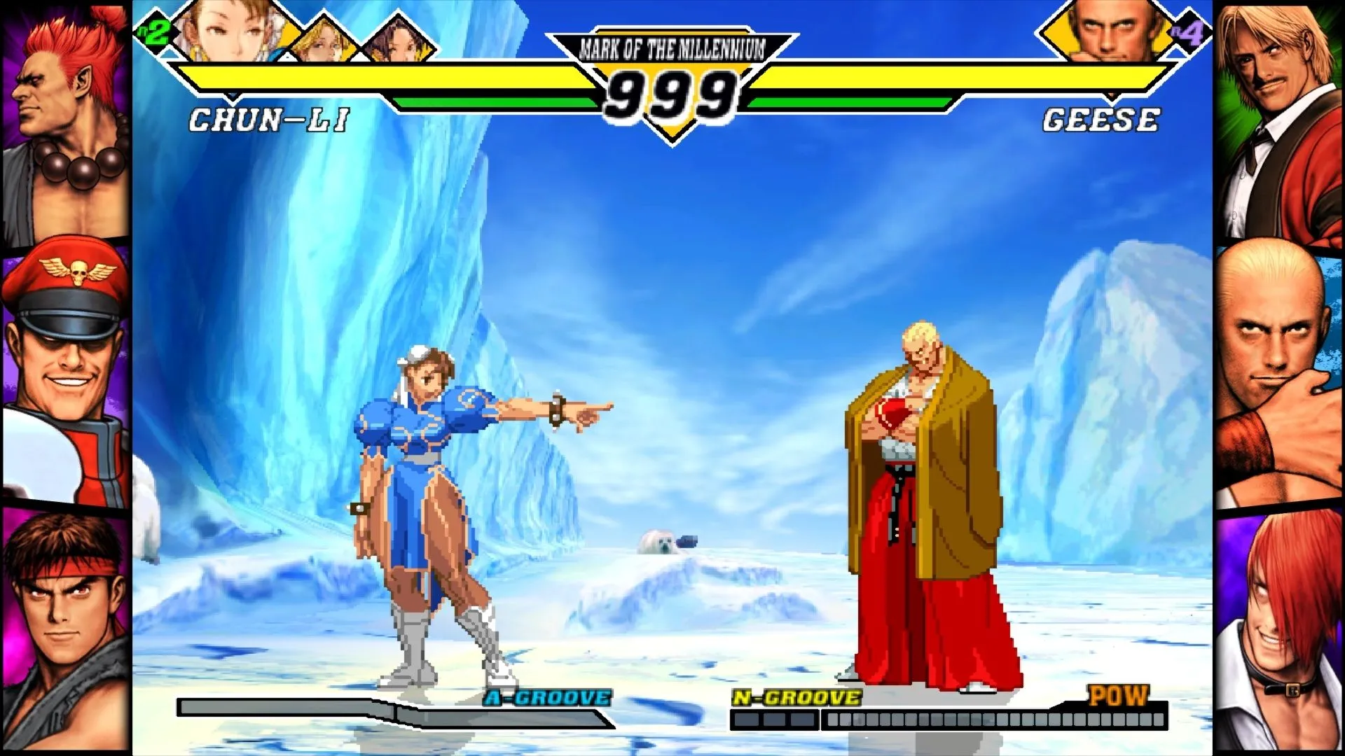 Màn hình chơi game đối kháng trực tuyến trong Capcom Fighting Collection 2