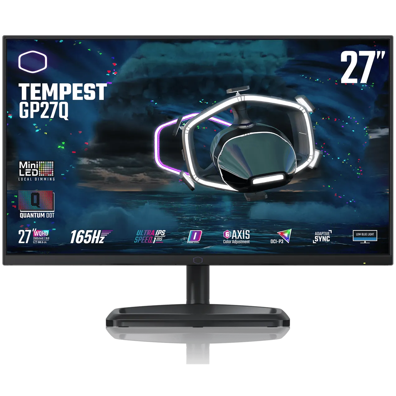 Màn hình Cooler Master Tempest GP27Q Mini-LED với thiết kế tinh tế, là một ví dụ về màn hình Mini-LED giá cả phải chăng