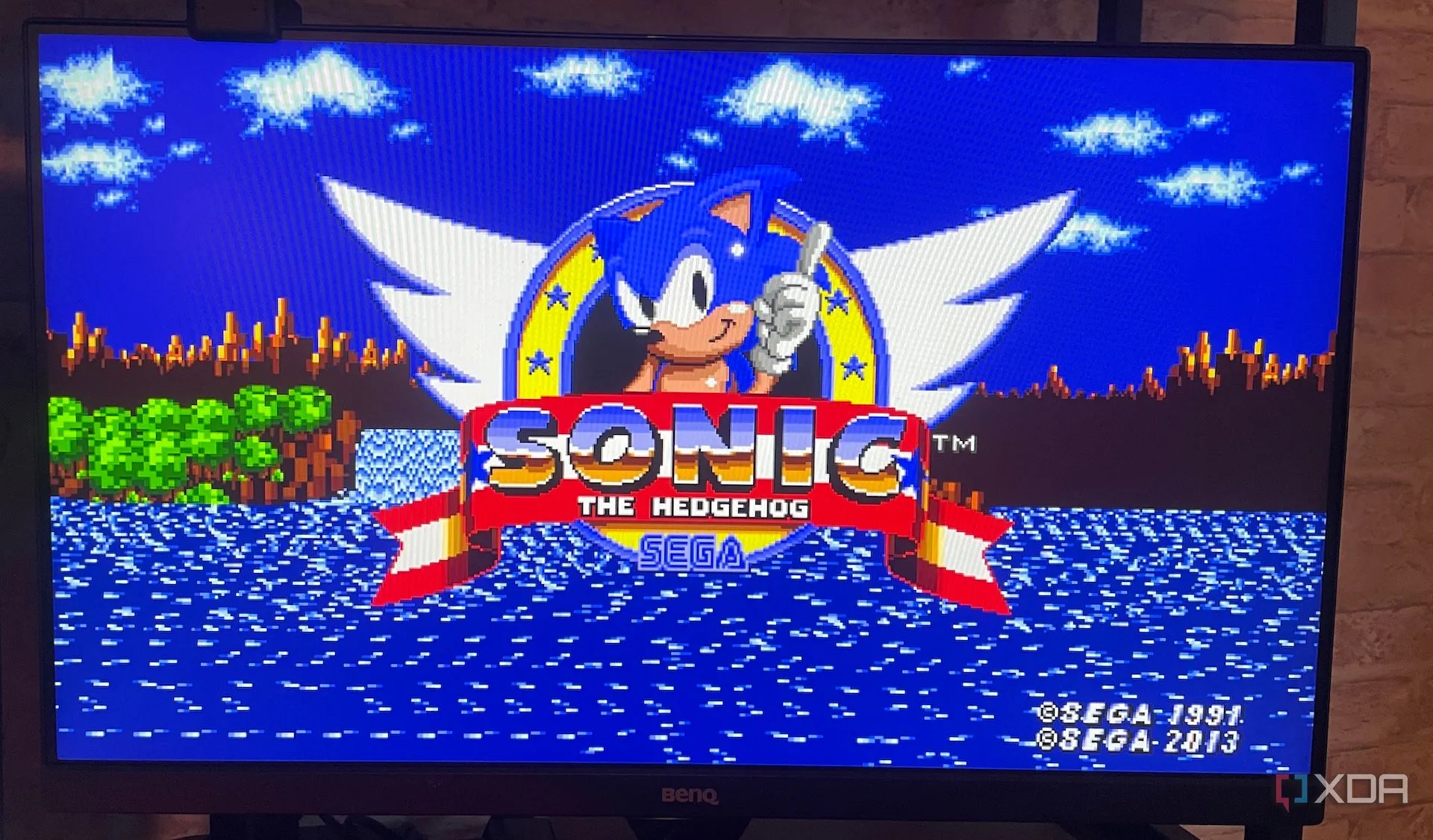 Màn hình game Sonic the Hedgehog trên Sega Genesis, biểu tượng của tốc độ và phiêu lưu