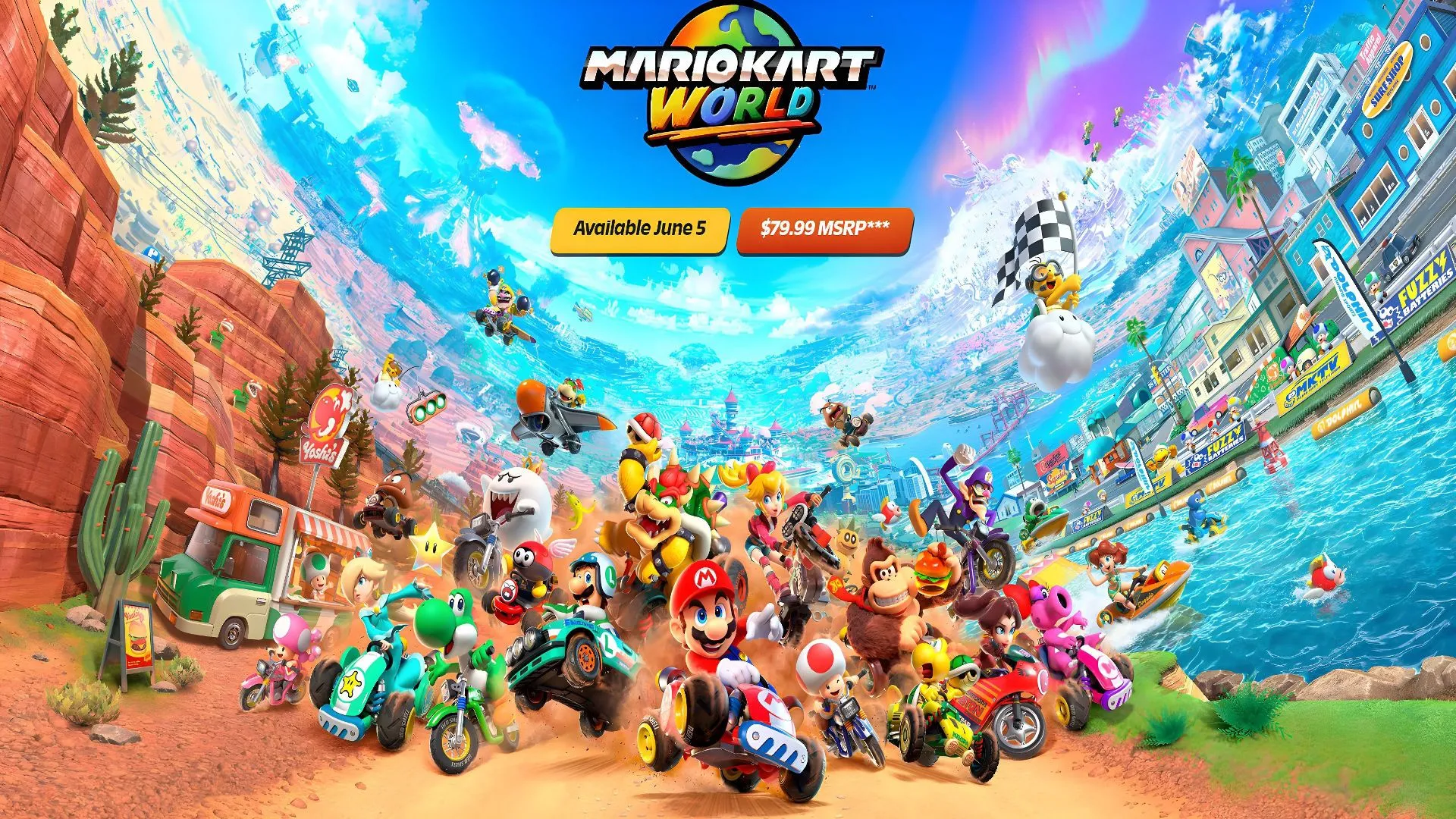 Màn hình hiển thị giá game Mario Kart World là 80 USD trên Nintendo Switch 2