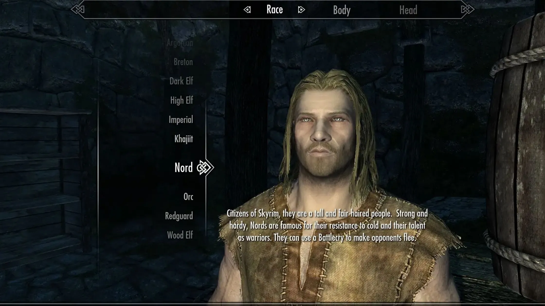 Màn hình lựa chọn điểm khởi đầu mới của Alternate Start mod trong Skyrim