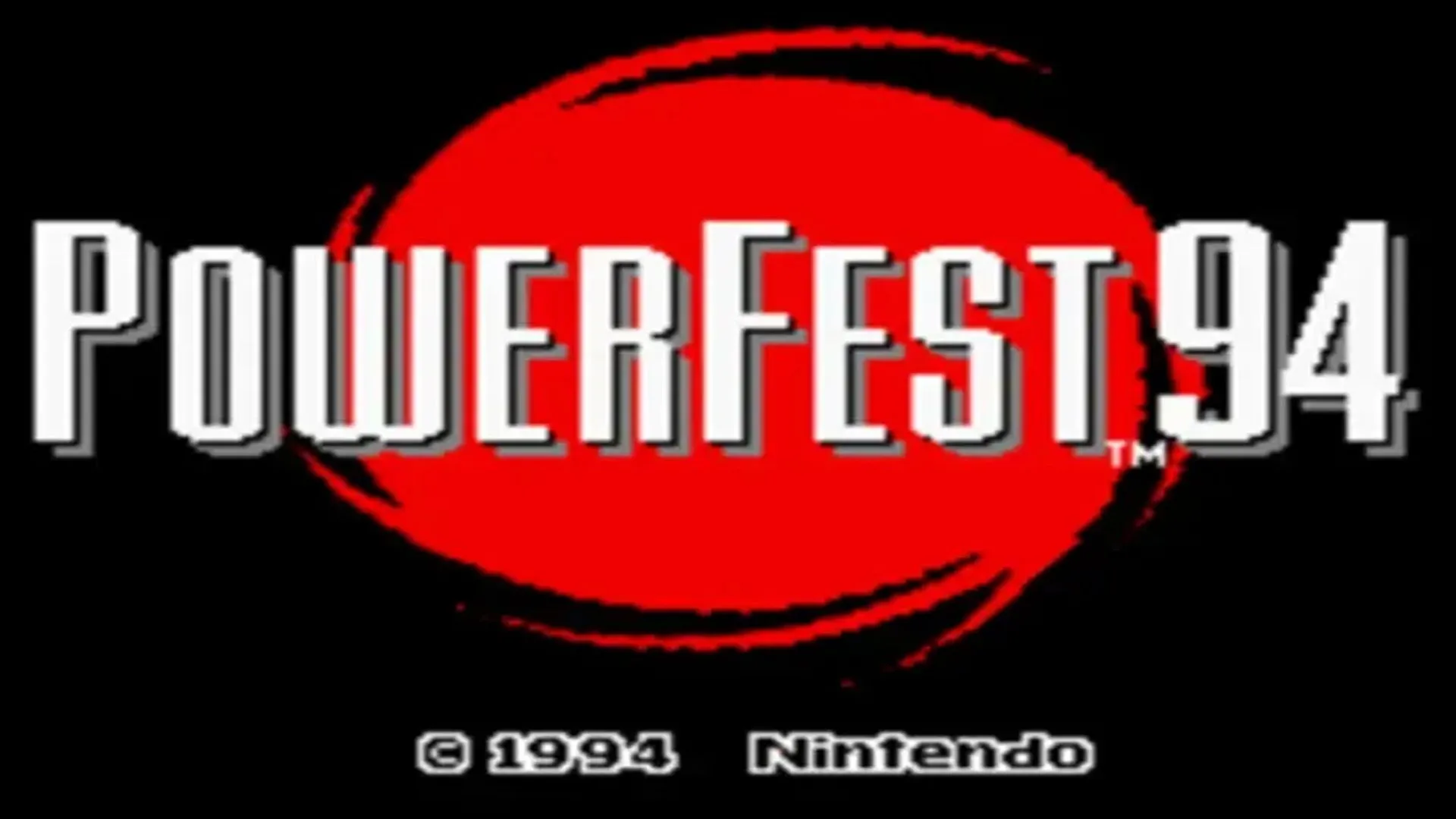 Màn hình mở đầu giải đấu Nintendo Powerfest 1994 trên Super Nintendo, biểu tượng của sự kiện game hiếm có.