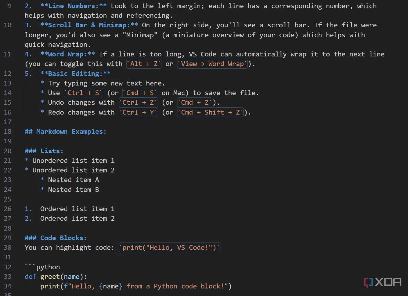 Màn hình VS Code với tiện ích Markdown All in One, hiển thị các tính năng soạn thảo Markdown nâng cao